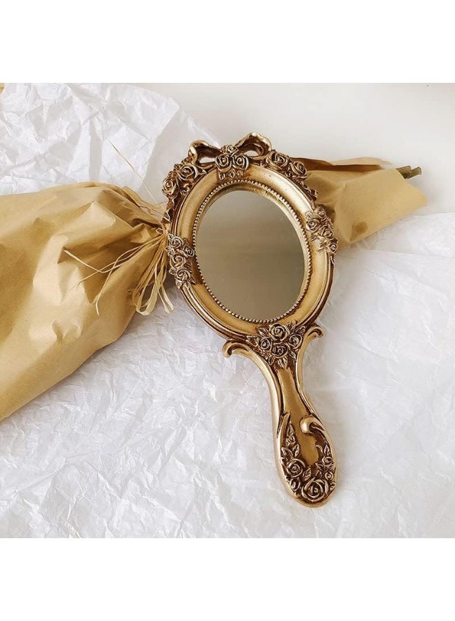Vintage Handheld Mirror Embossed Flower Hand Held Mirror Makeup Mirror Vanity Mirror Decorative Cute Hand Mirror - Image 5